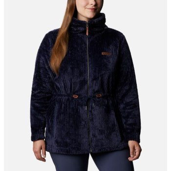 Columbia Ženske Jakne - Fire Side Long Full Zip Sherpa Fleece Plus Size Tamnoplave Prugice | HPXW-71